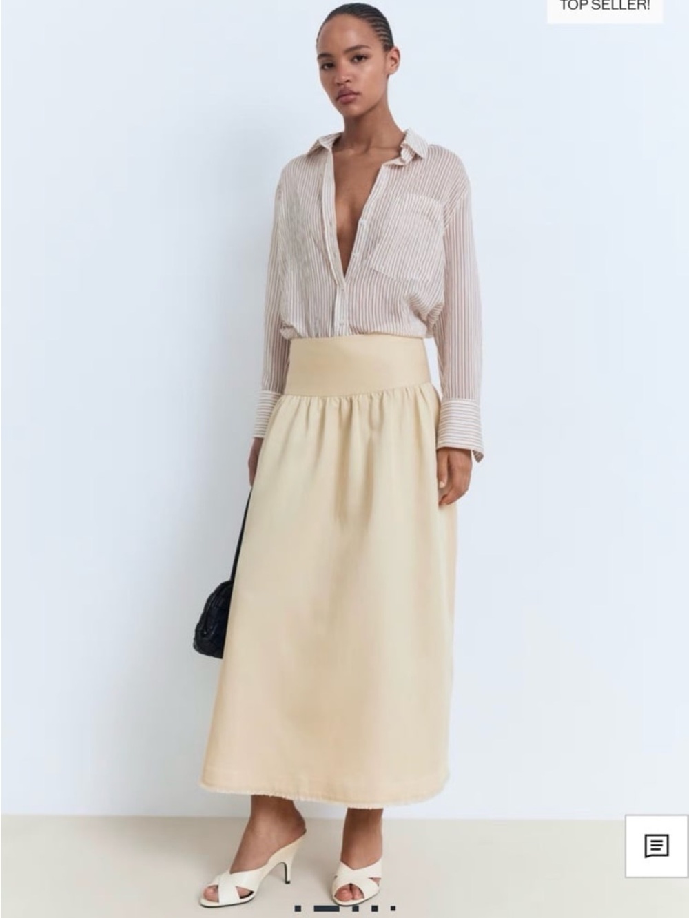 New Mango frayed High-Waist Midi Skirt size 8